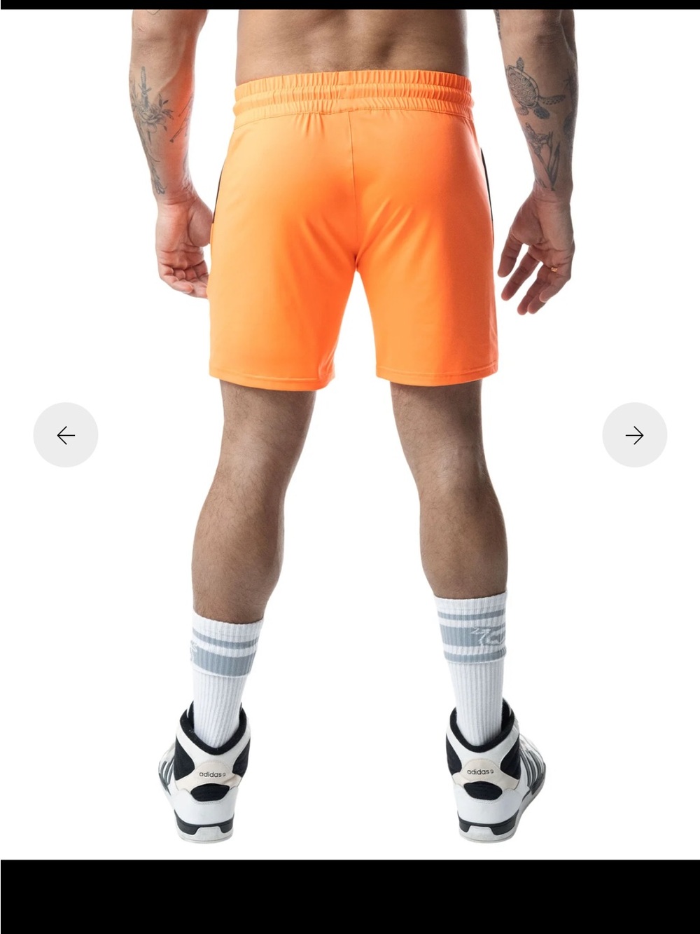 NWT Nasty Pig Men’s Bright Orange Athletic Shorts with Black Side Panels - Picture 5 of 6